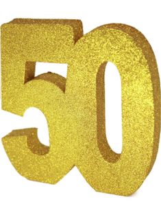 Guldfarvet Glitrende 50 År Borddekoration  20 cm
