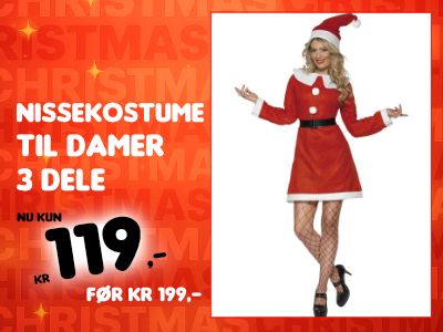 Sød Nissekostume til Damer 3 Dele