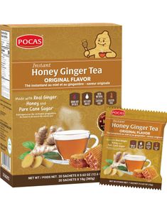 20-Pack Pocas Instant Honey Ginger Tea - Ingefærte med Honning 360 gram (USA)
