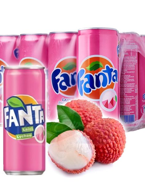 DATO PRODUKT - 12 stk. Fanta Lychee / Kærlighedsfrugt Smag 320 ml (Malaysia) - Hel Ramme