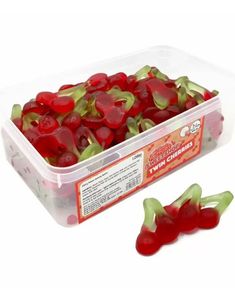 120 stk Sweetshop Twin Cherries - Boks med Vingummikirsebær 1,08 kg