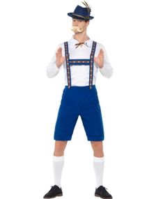 Blåt og Hvidt Oktoberfestkostume til Mænd