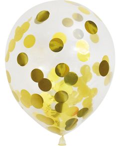6 stk Klare Balloner med Guldfarvet Konfetti 30 cm