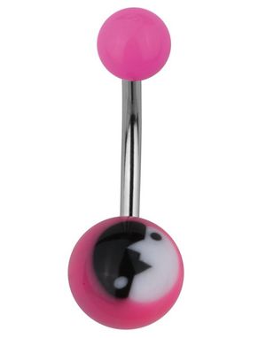 Moderne Yin Yang Navlepiercing i Rosa/Sort/Hvid