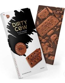 Dirty Cow Chunky Dunky - Håndlaget Plantebasert Vegansk Sjokolade med Burbon Kjeks 80 gram 