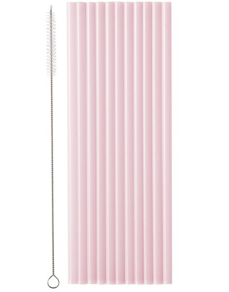 12 stk Rosa Gjenbrukbare Sugerør 23 cm