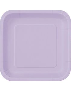 14 stk Firkantede Lavendel Paptallerkner 22 cm