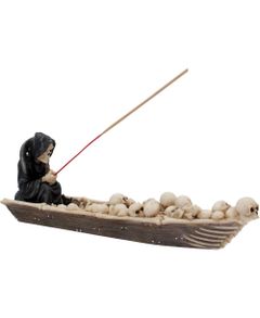 The Ferryman - Båtformet Røgelsesholder med Reaper og Kranier 29 cm
