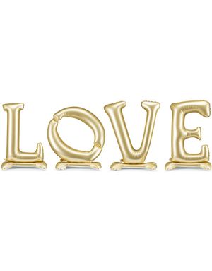 Love Stående Gullfargetfarget Folieballong 350x114 cm