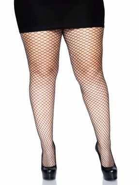Lycra Sorte Netstrømpebukser - Plus Size