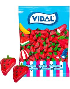 250 stk Vidal Strawberry Liquorice Slices - Stor Pose med Jordbærlakris 1,5 kg