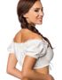 Hvid Off-Shoulder Oktoberfest Bluse med Snøring
