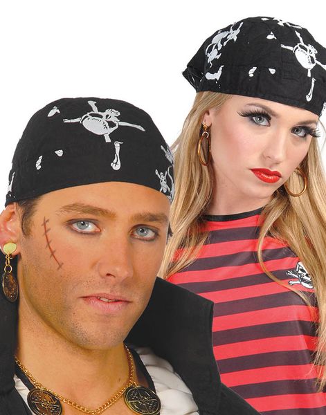 Pirat Bandana med Kranier og Pasform til Hoved