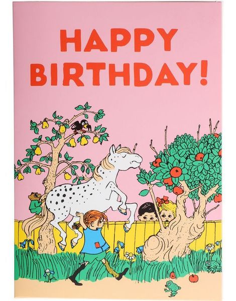 Pippi Happy Birthday - Bursdagskort med Konvolutt