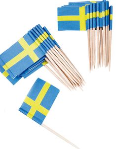 50 stk. Muffins/Kagedekorationer med det Svenske Flag