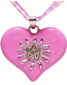 Rosa Smykke med Hjerte og Edelweiss Blomst