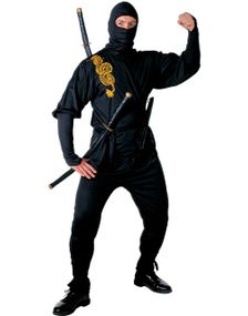 Sort Ninjakostume med Maske