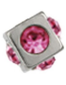 Firkantet Stålkugle med Rosa Sten - 4 mm Stålkugle til 1,6 mm stang