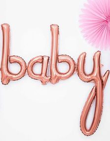 Baby - Rosegullfarget Folieballonger 30 cm
