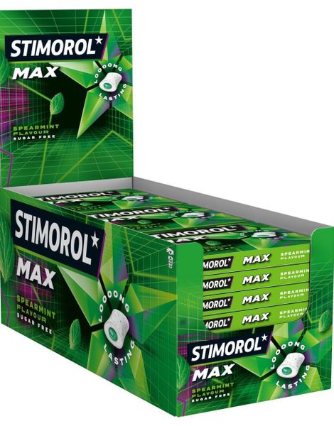 21 stk Stimorol Max Splash Spearmint - Tyggegummi med Fyll - Hel Eske 416 gram