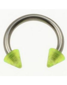 Rund Øjenbrynspiercing med Grønne Spike Kugler - 1.2 x 8 mm