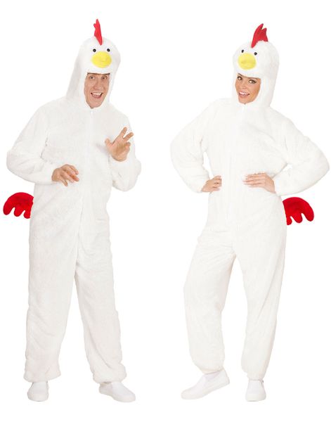 Hvidt Unisex Kyllingekostume i Plys