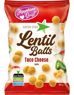 Green Star Linsechips Kugler med Taco Cheese Smag 100 Gram - Vegansk