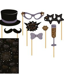 Happy New Year - 8 stk Selfie / Fotoeffekter med Backgrunn