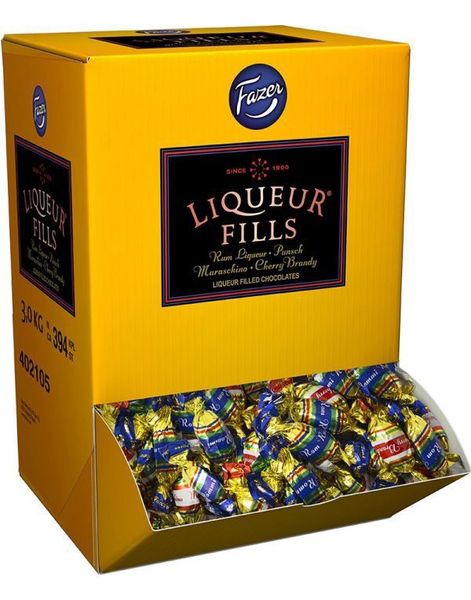 3 kg Fazer Liqueur Fills - Likørfyldte Chokolader i Dispenseræske