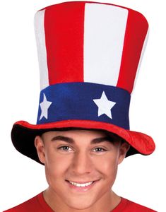 Uncle Sam - Høj Hat med USA Flag