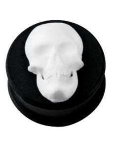 Smiling White Skull - Sort Piercing Plug