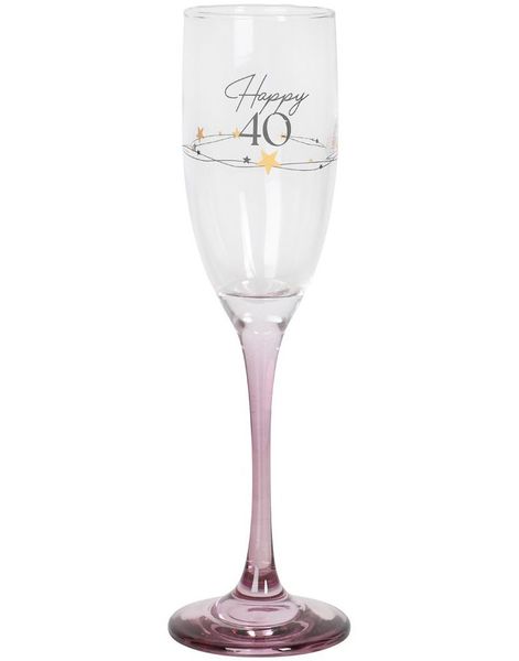 Happy 40 - Champagneglass med Rosa Stett