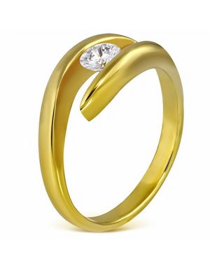 Elegance - Guldfarvet Ring i Kirurgisk Stål med CZ Sten