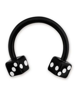 Rund Sort Øjenbrynspiercing med Terninger - 1.2 x 10 mm 