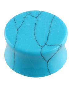 Cracked Howlite Turquoise Stone - Piercing Plug