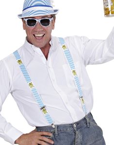 Blå og Hvid Oktoberfesthat og Bukseseler - Pakketilbud