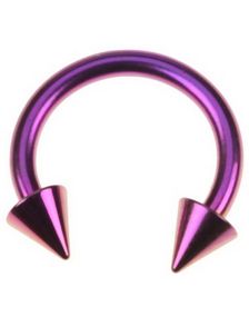 Rund Lilla Øjenbrynspiercing med Spike Kugler - 1,6 x 10 mm