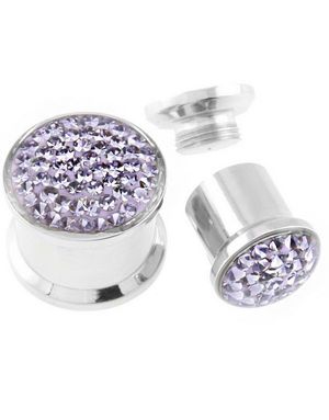 Piercing Plug Dekoreret med Lilla Sten