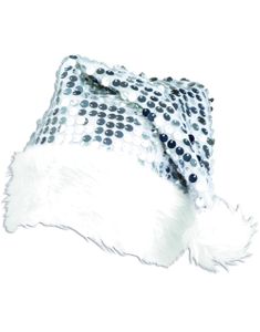Hvid Nissehue med Pailletter