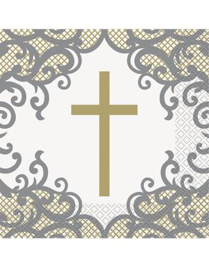 16 stk Pene Servietter med Gullkors 33x33 cm - Gold Cross