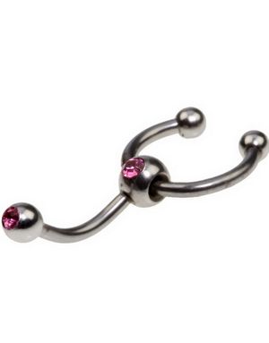 Øjenbrynspiercing med Hestesko og Rosa Sten - 1.2 x 8 mm