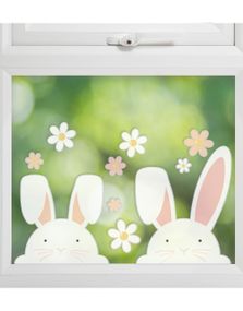 Kaniner og Blomsterklistremerker til Vindu og Glass