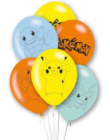 6 stk Lisensierte Pokémon Latexballonger 27,5 cm