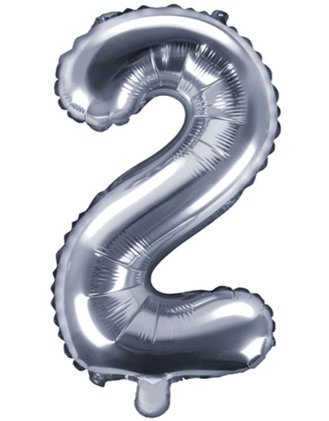 Tallet 2 - Sølvfarvet 35 cm Folieballon