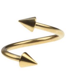Curve Guldfarvet Øjenbrynspiercing med Spike Kugler - 1.2 x 10 mm