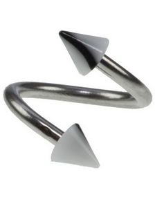 Curve Øjenbrynspiercing med Hvide og Sorte Spikes - 1.2 x 8 mm