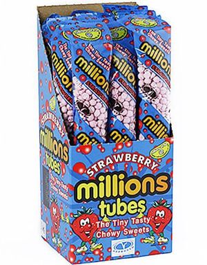 12 stk Millions Slik-Tube med Jordbærsmag - Hel Æske