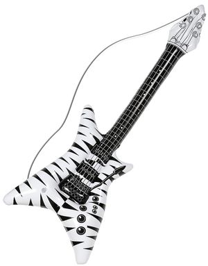 Oppustelig Hvid og Sort Elguitar - 92 cm