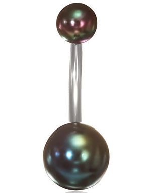 Flot Navlepiercing med Metallic Perlekugler i Akryl