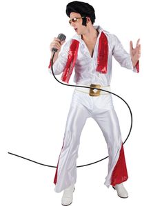 Elvis Inspireret Herrekostume med Bælte og Tørklæde
